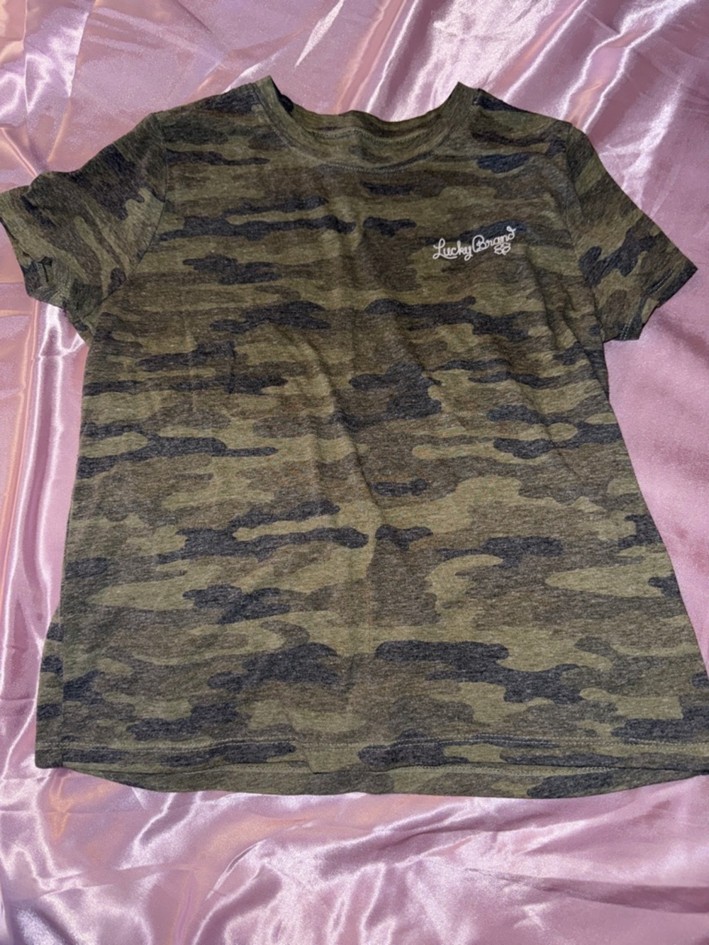 Lucky Brand Olive Green Camo Short Sleeve Tee